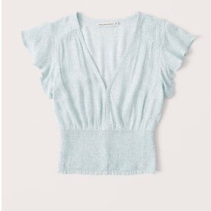 Abercrombie Flutter Sleeve Smocked Waist Top